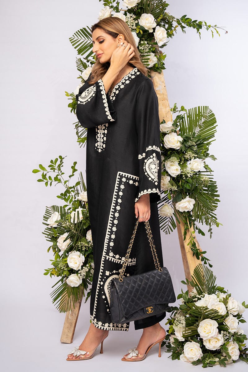 BLACK SPARKLE EMBROIDERY 2PC