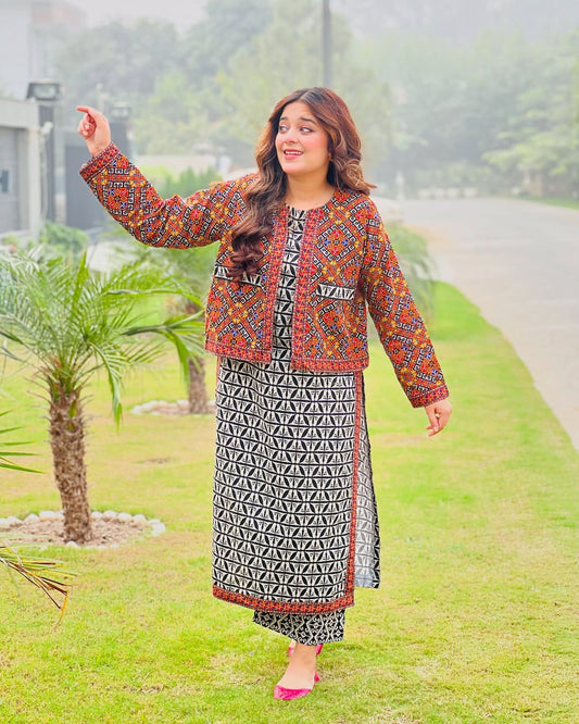 Ajrak koti digital printed 3pc